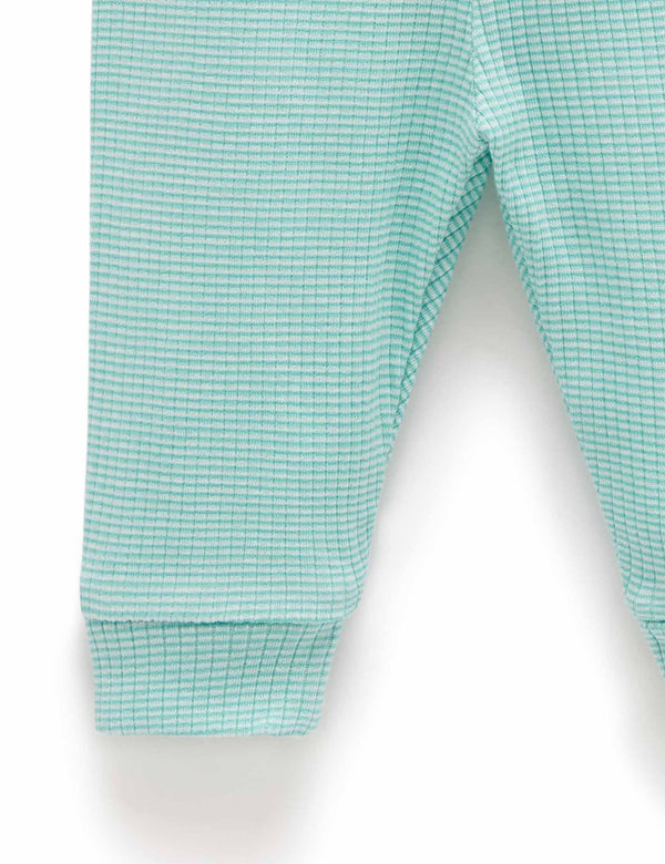Rib Leggings - Aquamarine Stripe