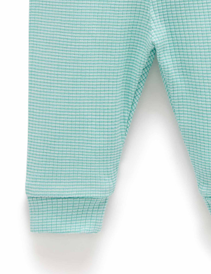 Rib Leggings - Aquamarine Stripe