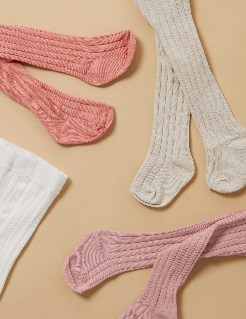 Rib Tights - ECRU MELANGE