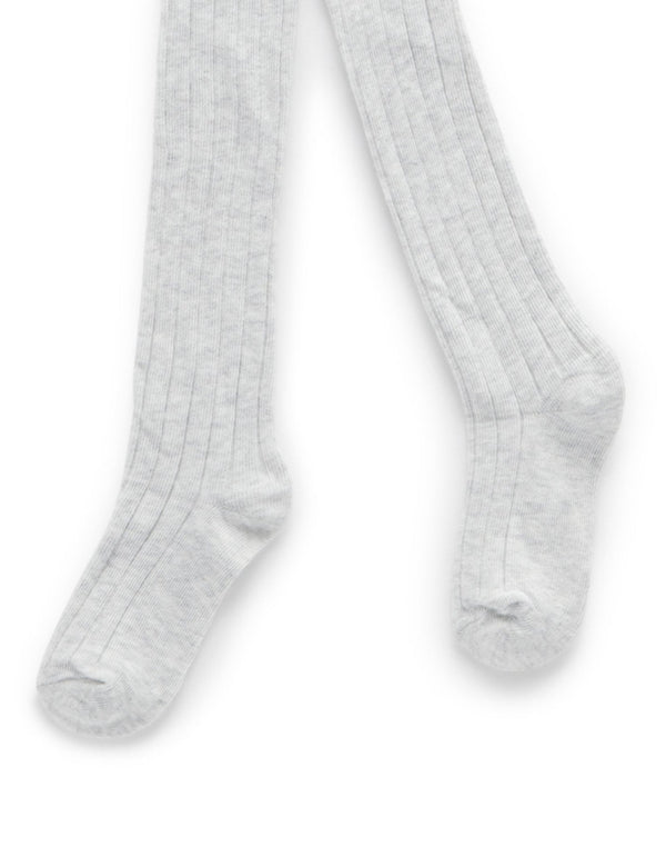 Rib Tights - Pale Grey Melange