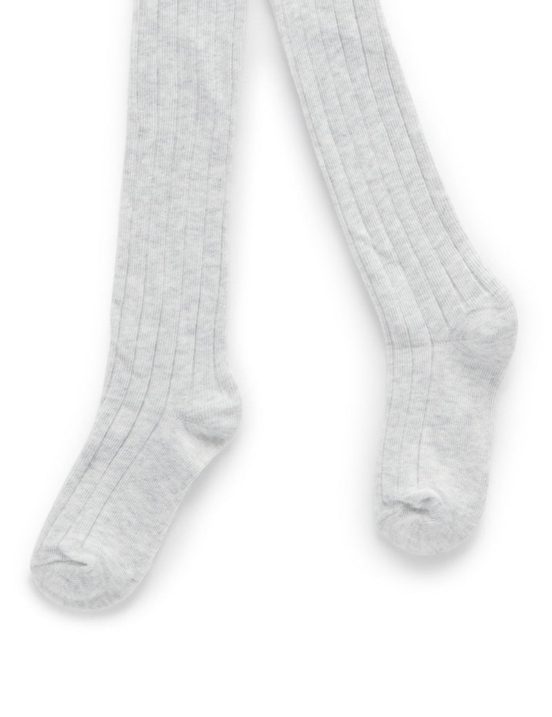 Rib Tights - Pale Grey Melange