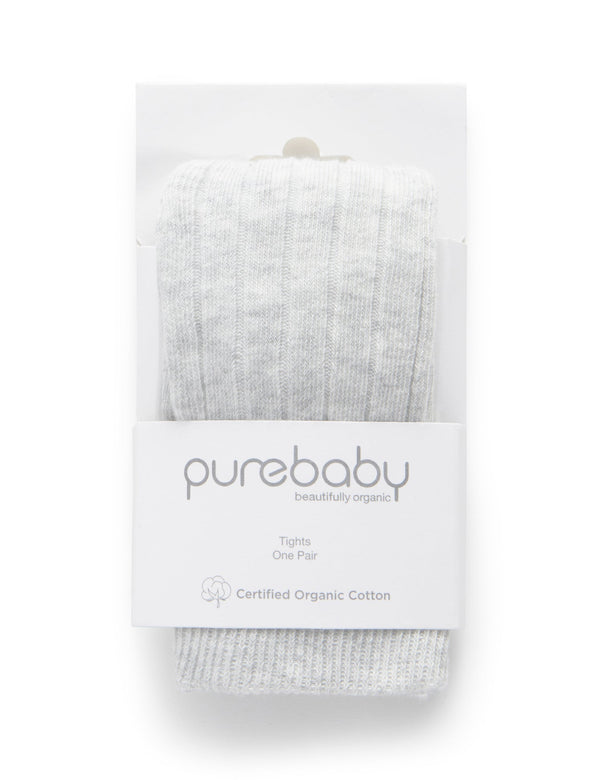 Rib Tights - Pale Grey Melange