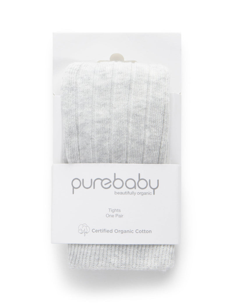 Rib Tights - Pale Grey Melange