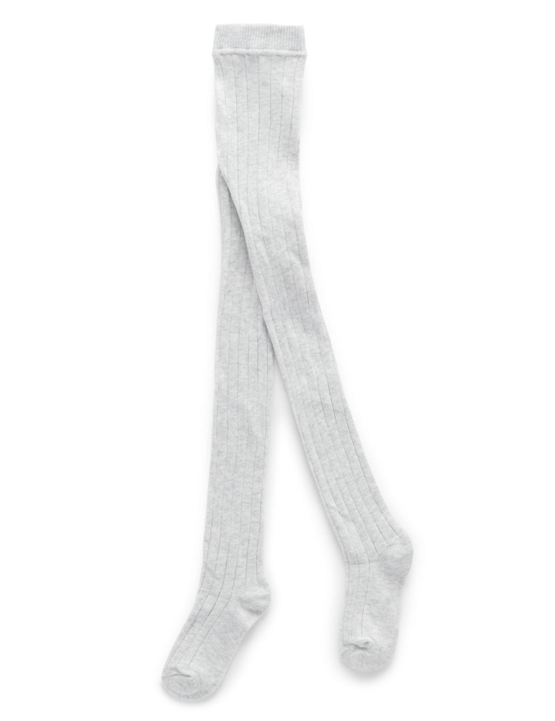 Rib Tights - Pale Grey Melange