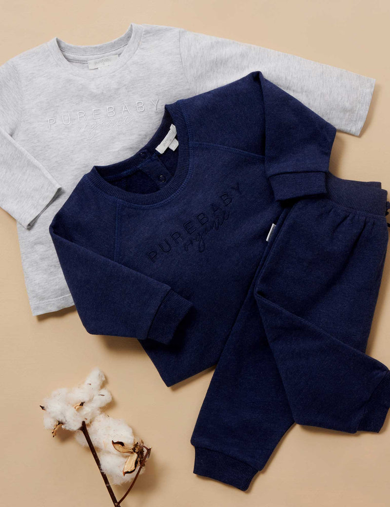 Slouch Track Pant - Navy melange