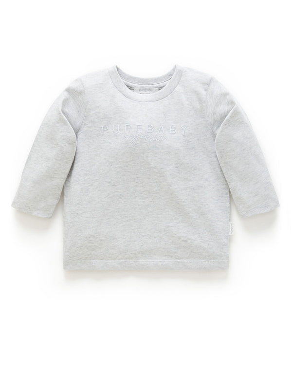 PB Logo L/Sleeve Tee - Pale Grey Melange