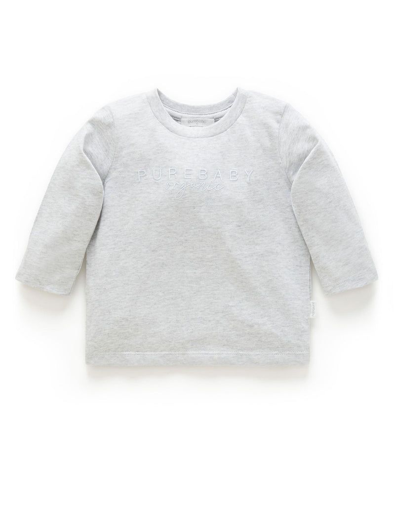 PB Logo L/Sleeve Tee - Pale Grey Melange