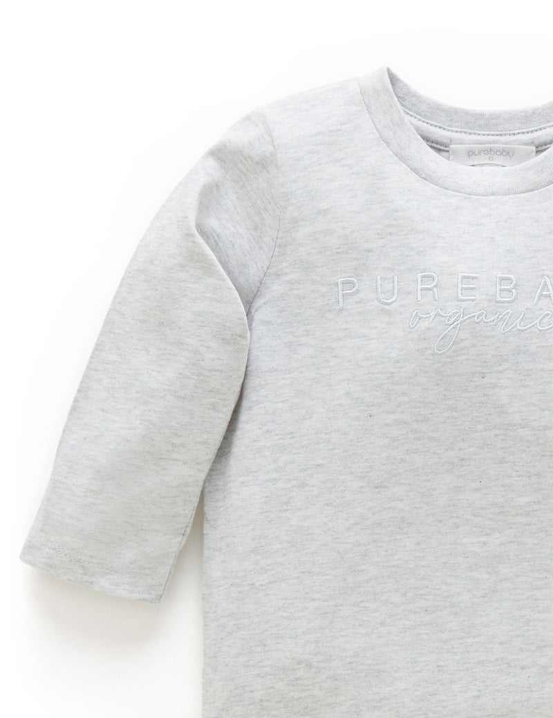 PB Logo L/Sleeve Tee - Pale Grey Melange
