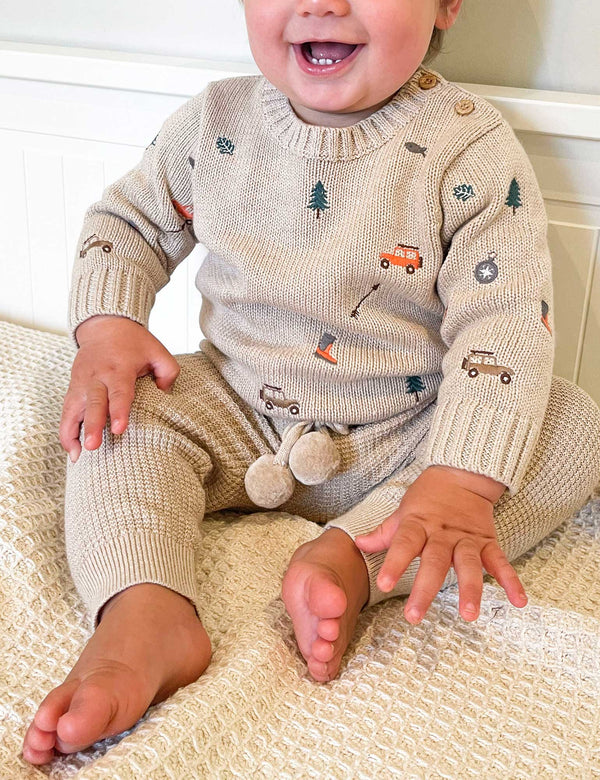 Forest Embroidered Jumper - Biscuit Melange