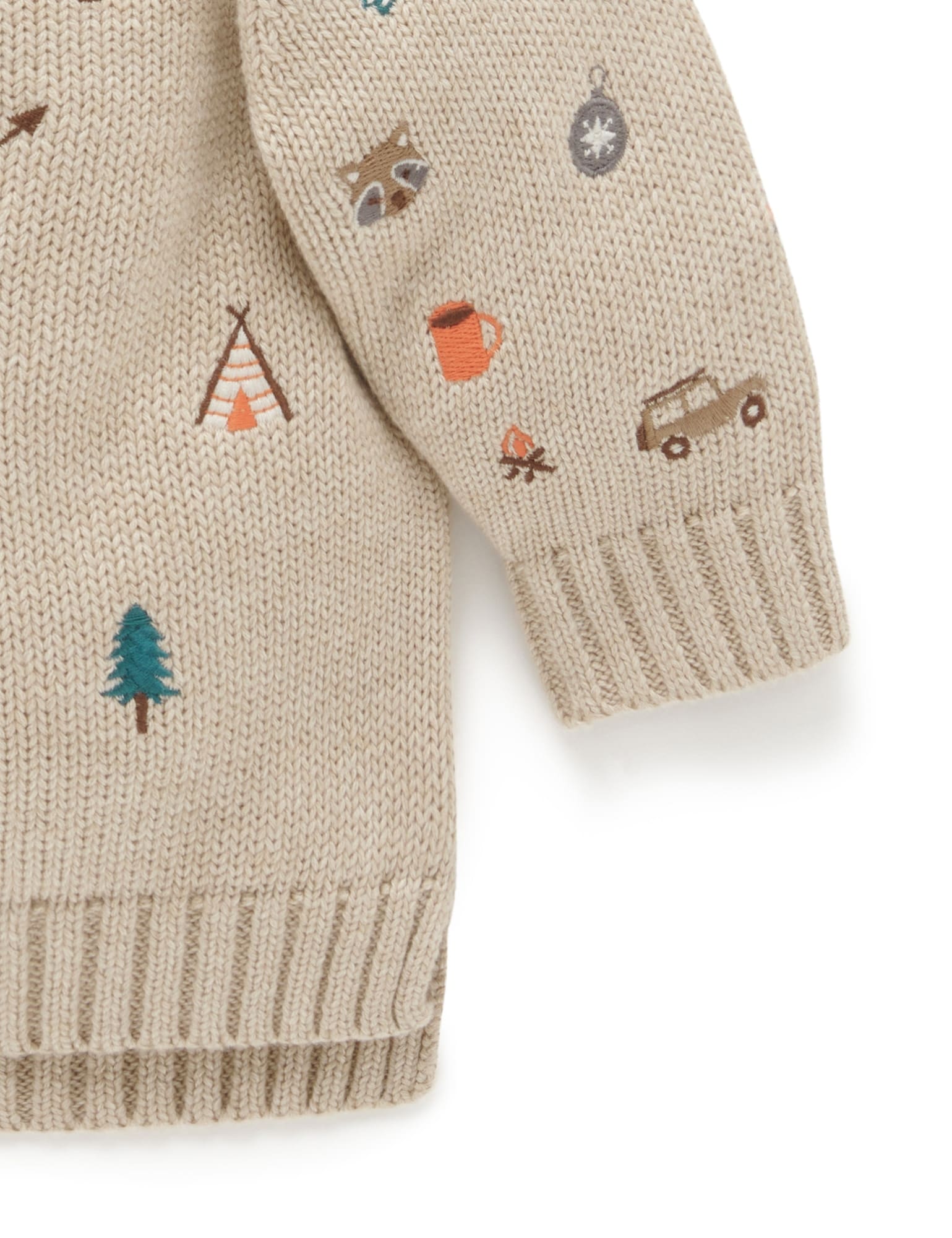 Forest Embroidered Jumper - Biscuit Melange
