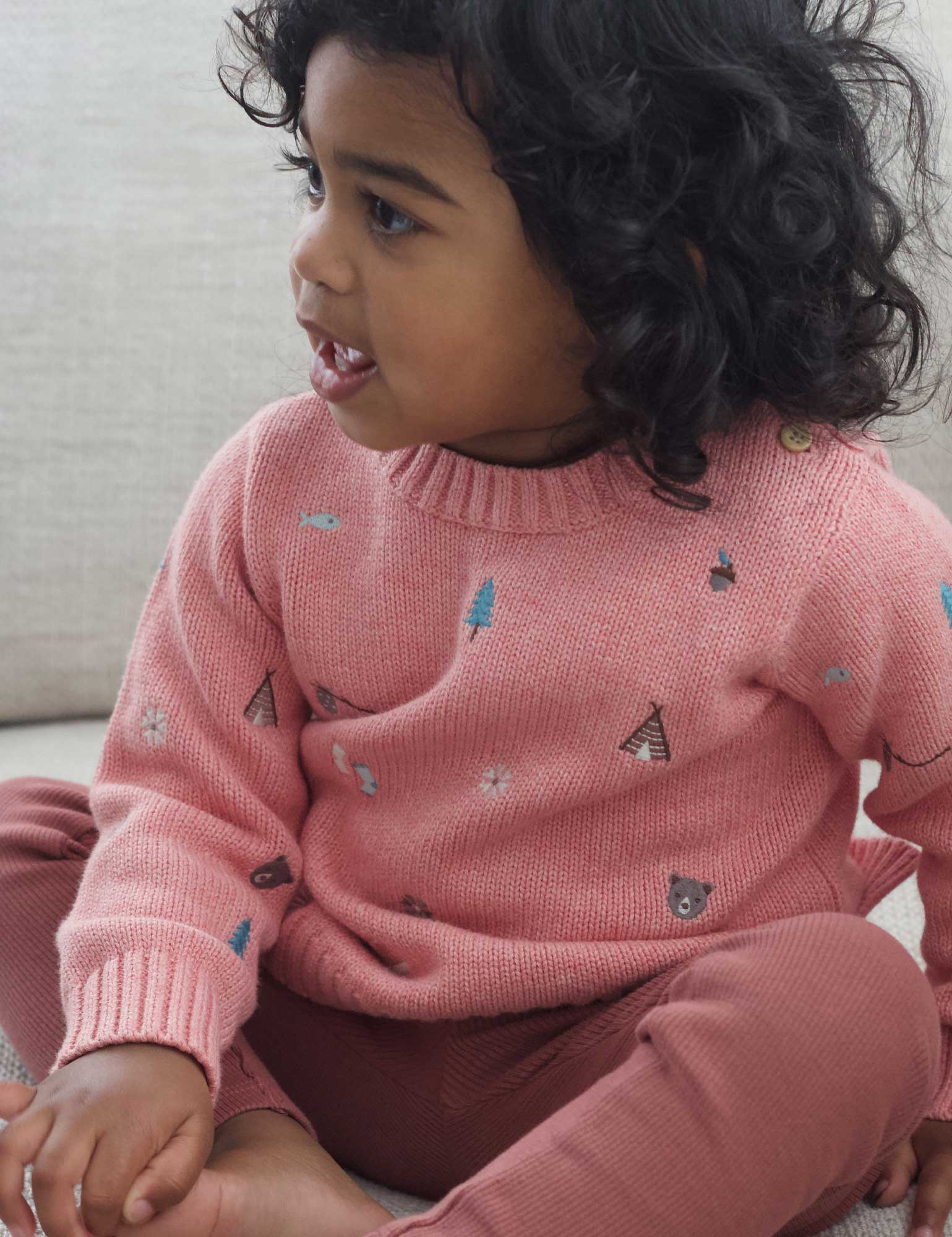 Forest Embroidered Jumper - Nectarine Melange