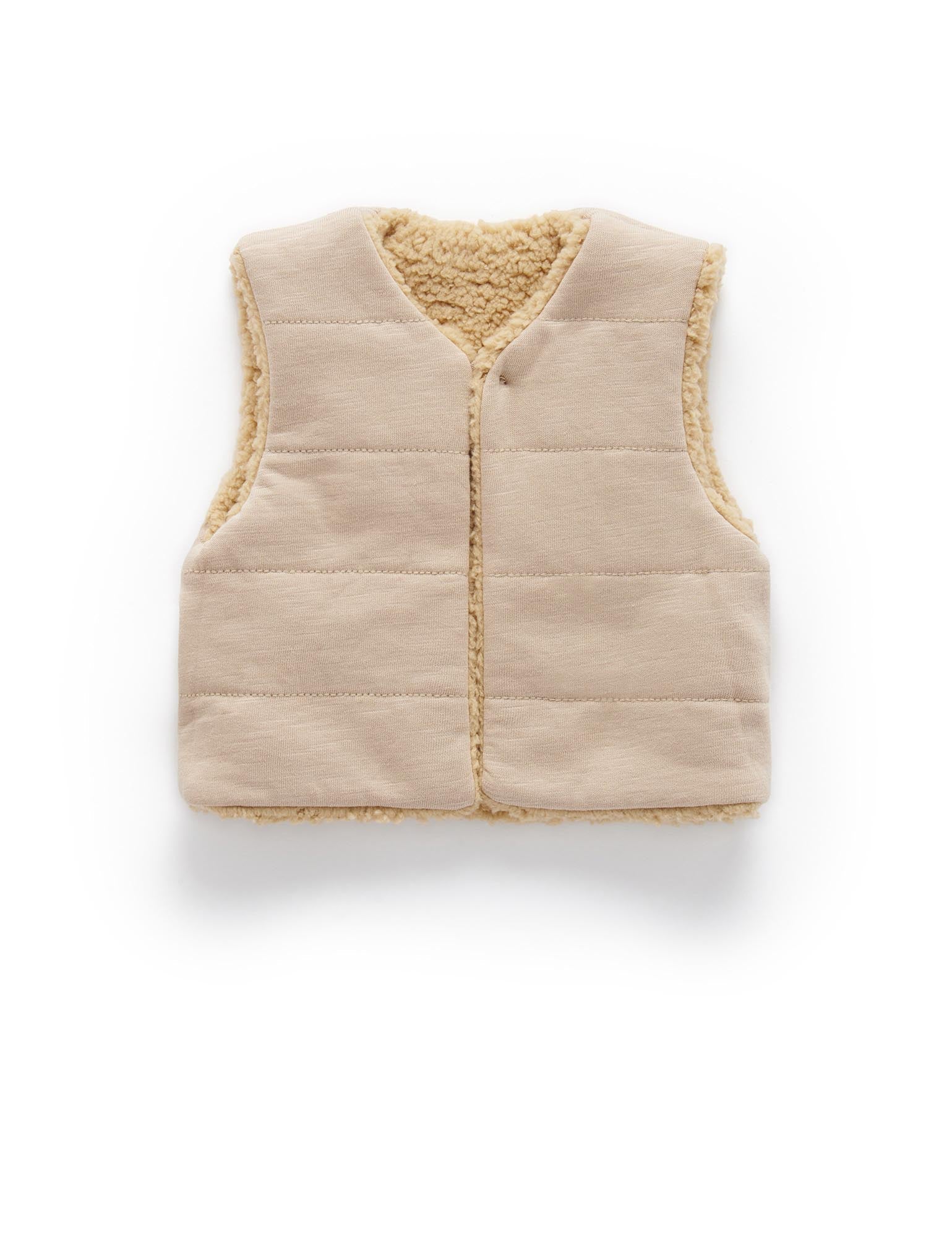 Shearling Reversible Vest - Toffee