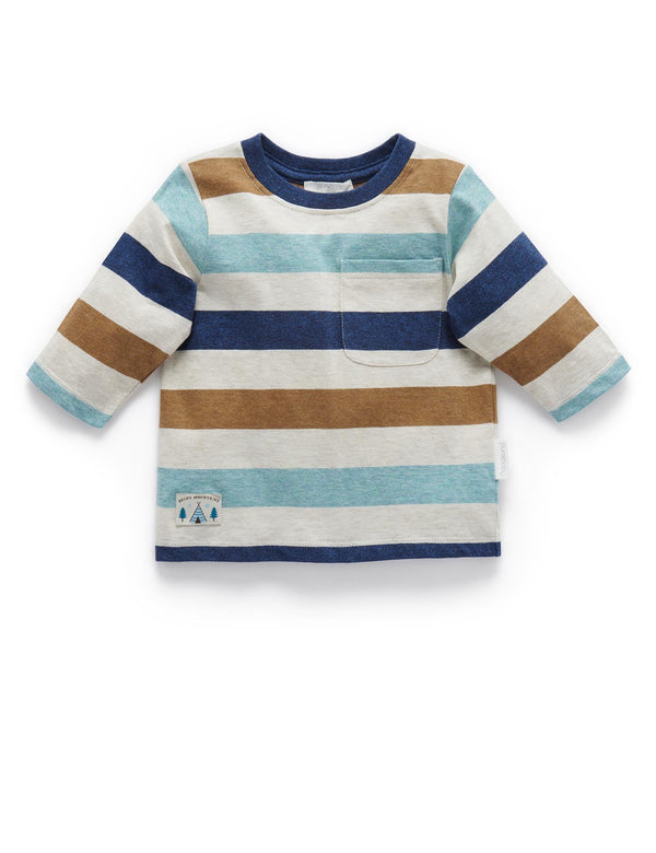 Adventure L/slv Tee - Rocky Mountain Stripe