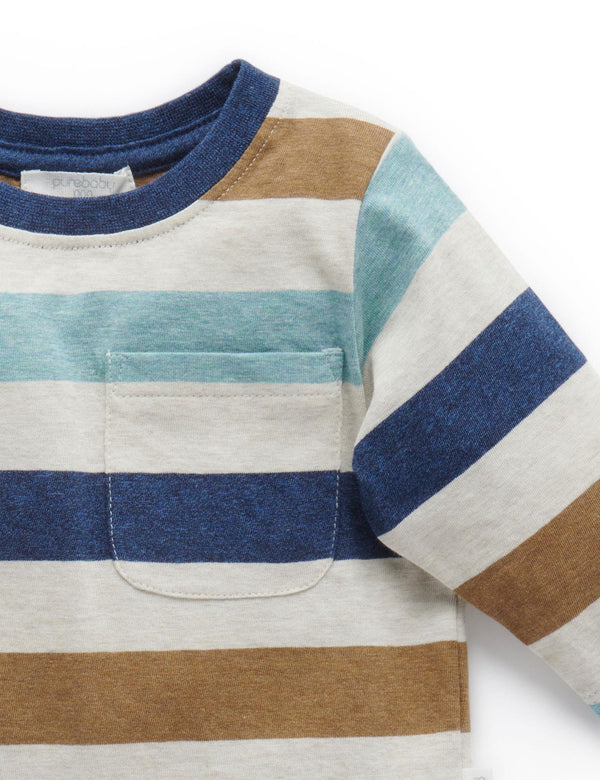 Adventure L/slv Tee - Rocky Mountain Stripe