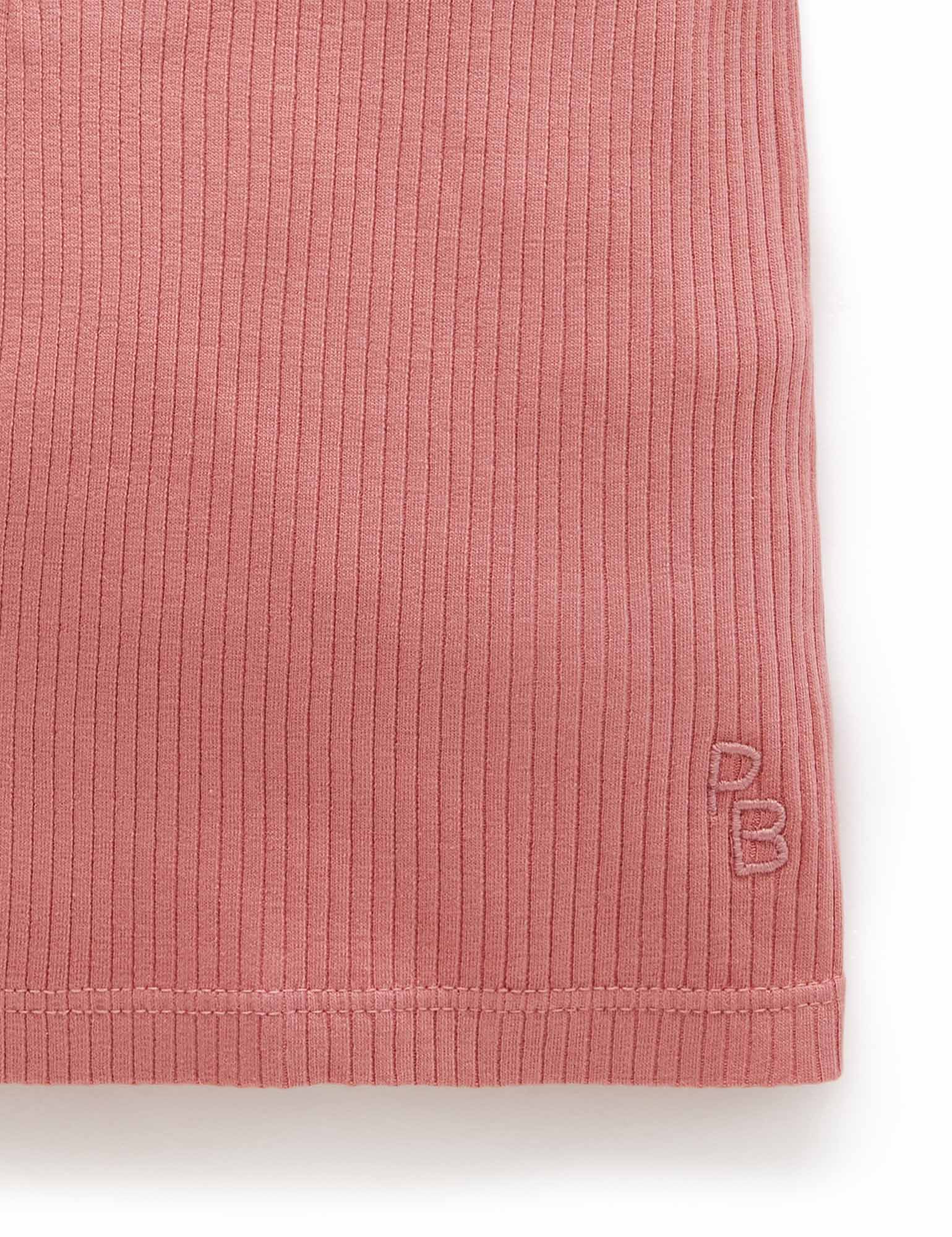 Rib S/Slv Henley Tee - Crabapple