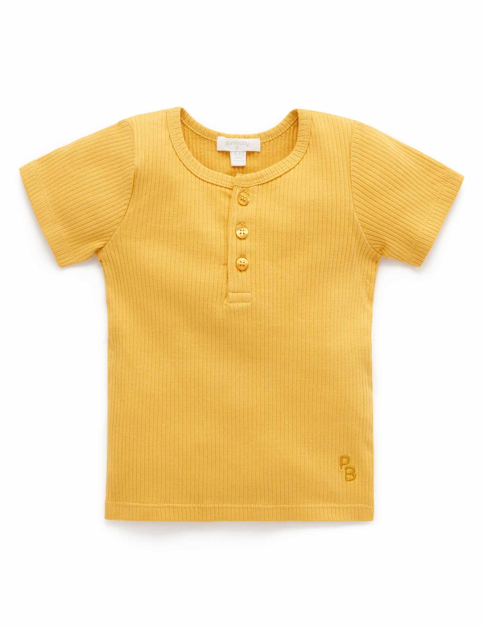 Rib S/Slv Henley Tee - Golden
