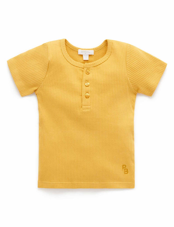 Rib S/Slv Henley Tee - Golden