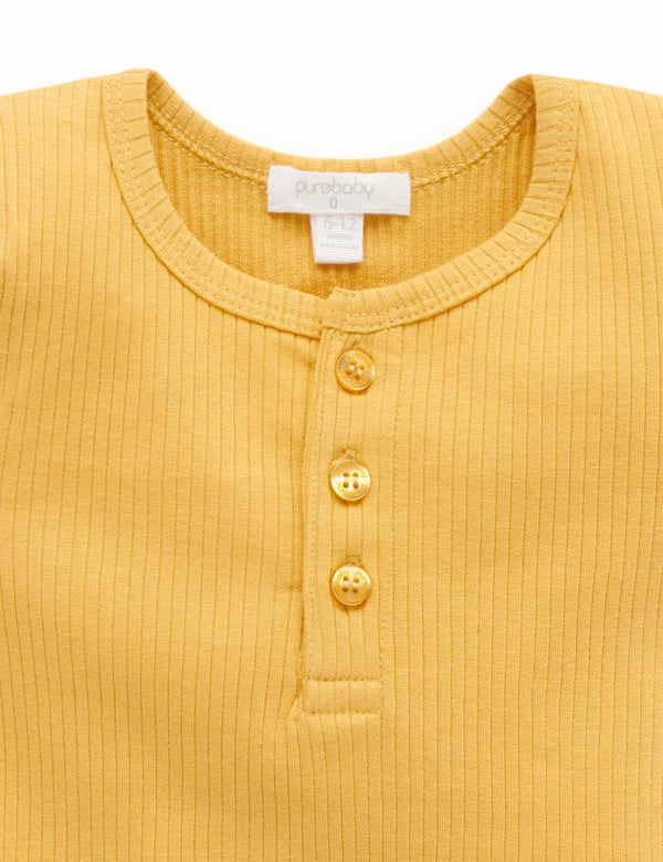 Rib S/Slv Henley Tee - Golden