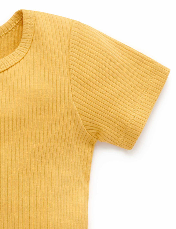 Rib S/Slv Henley Tee - Golden