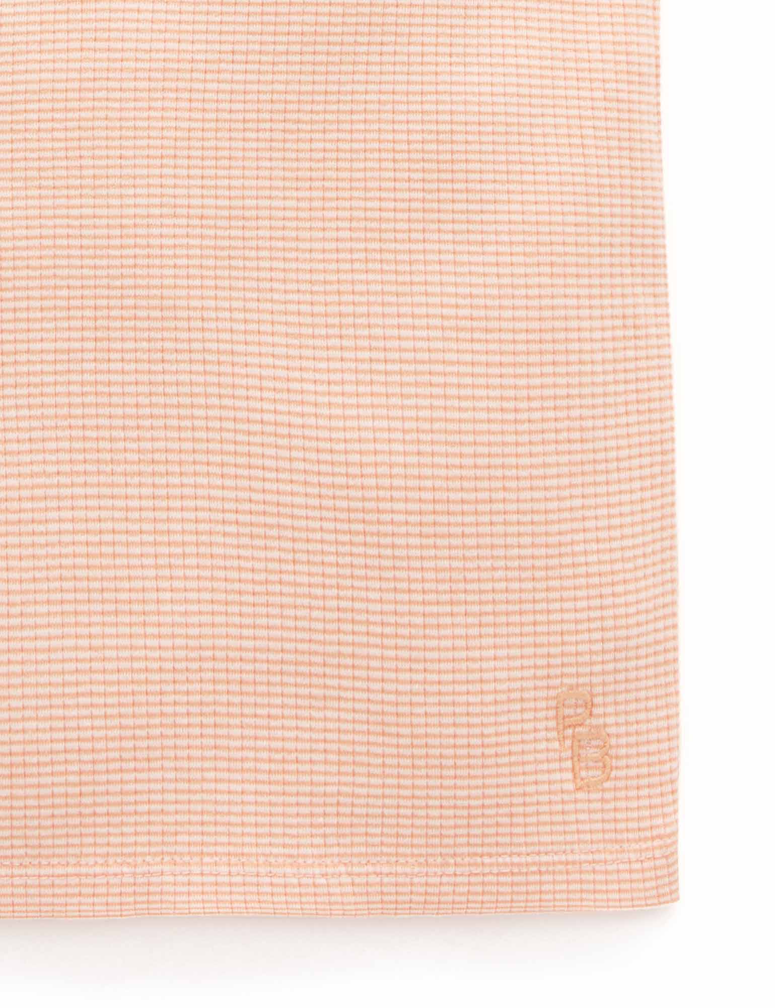 Rib S/Slv Henley Tee - Orange Stripe