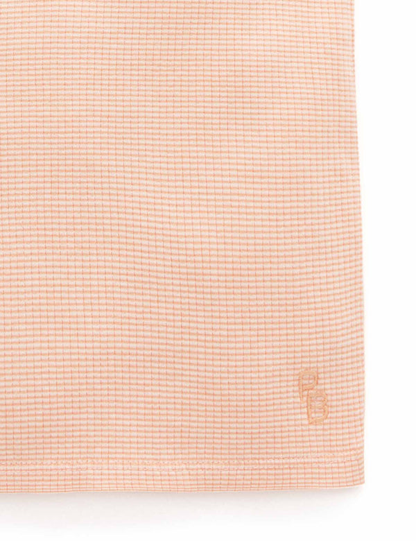 Rib S/Slv Henley Tee - Orange Stripe