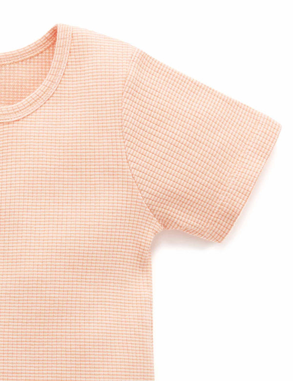 Rib S/Slv Henley Tee - Orange Stripe
