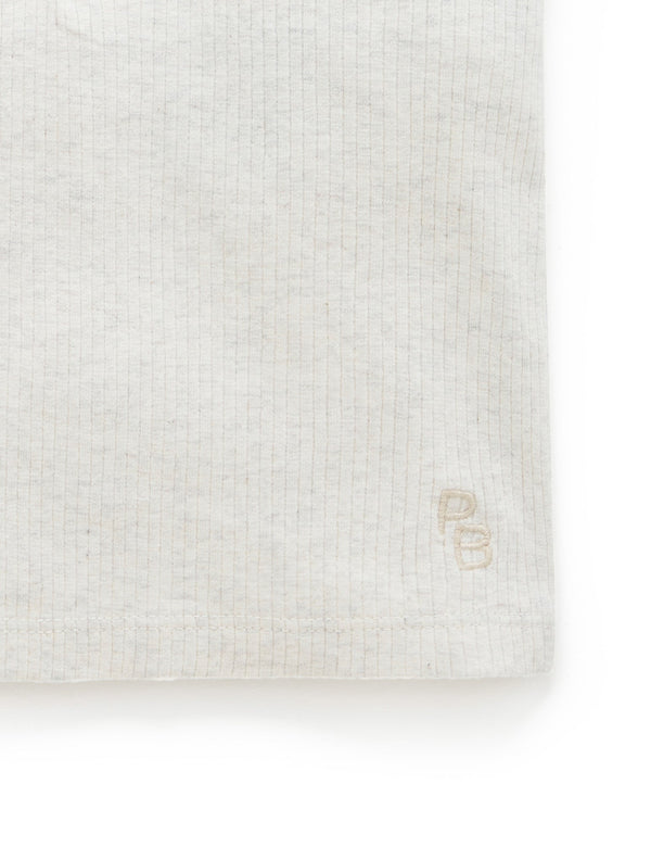 Rib S/Slv Henley Tee - Wheat melange