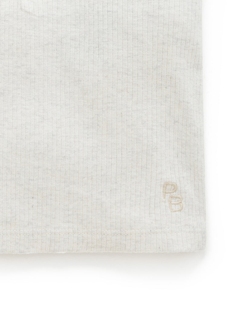 Rib S/Slv Henley Tee - Wheat melange
