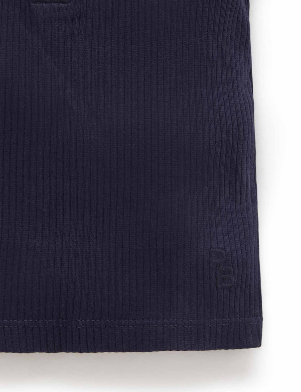 Rib S/Slv Henley Tee - Winter Navy