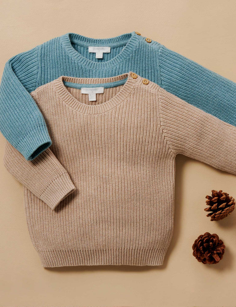 Classic Rib Jumper - Biscuit Melange