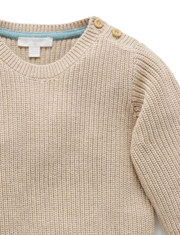 Classic Rib Jumper - Biscuit Melange