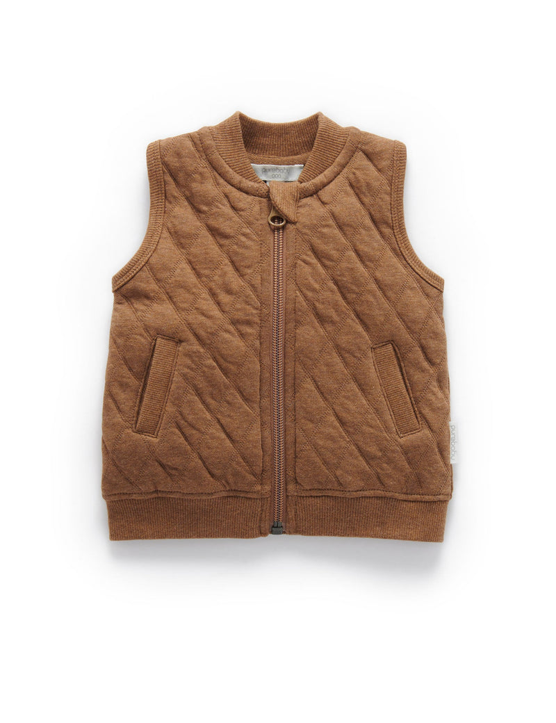 Quilted Vest - Acorn/Indigo Melange