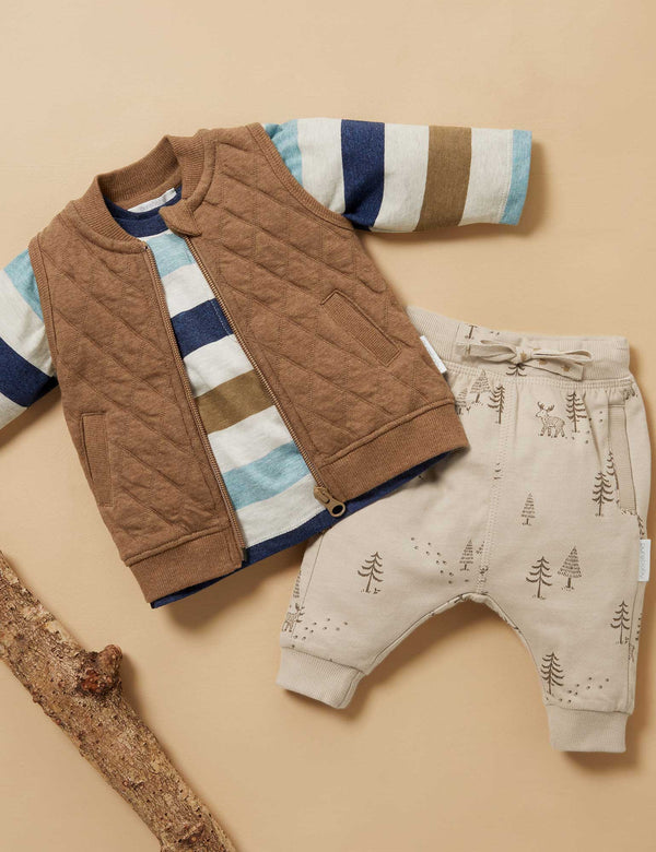 Quilted Vest - Acorn/Indigo Melange