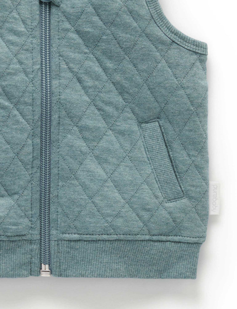 Quilted Vest - Deep Moss Melange
