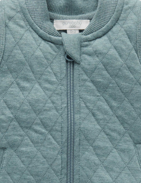 Quilted Vest - Deep Moss Melange