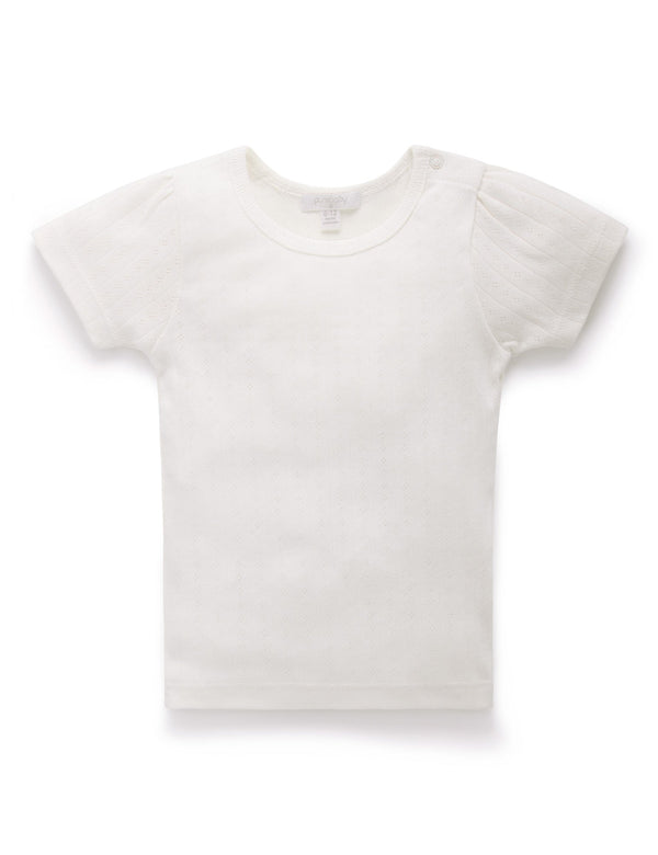Pointelle S/Sleeve Tee - Cloud