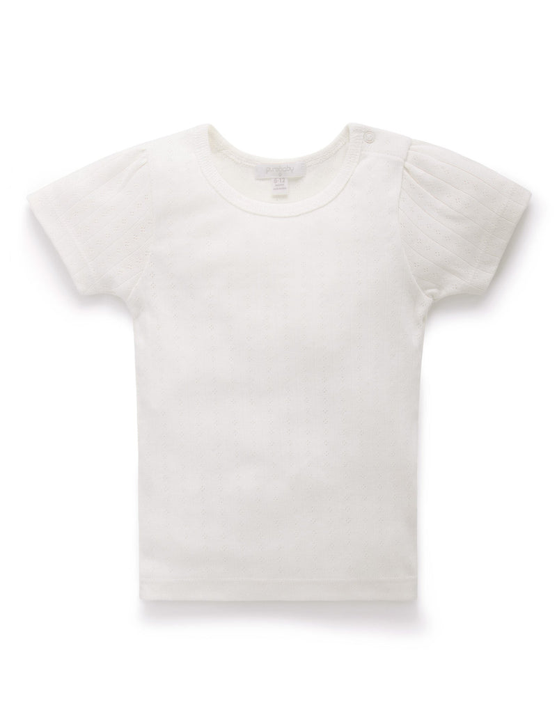Pointelle S/Sleeve Tee - Cloud