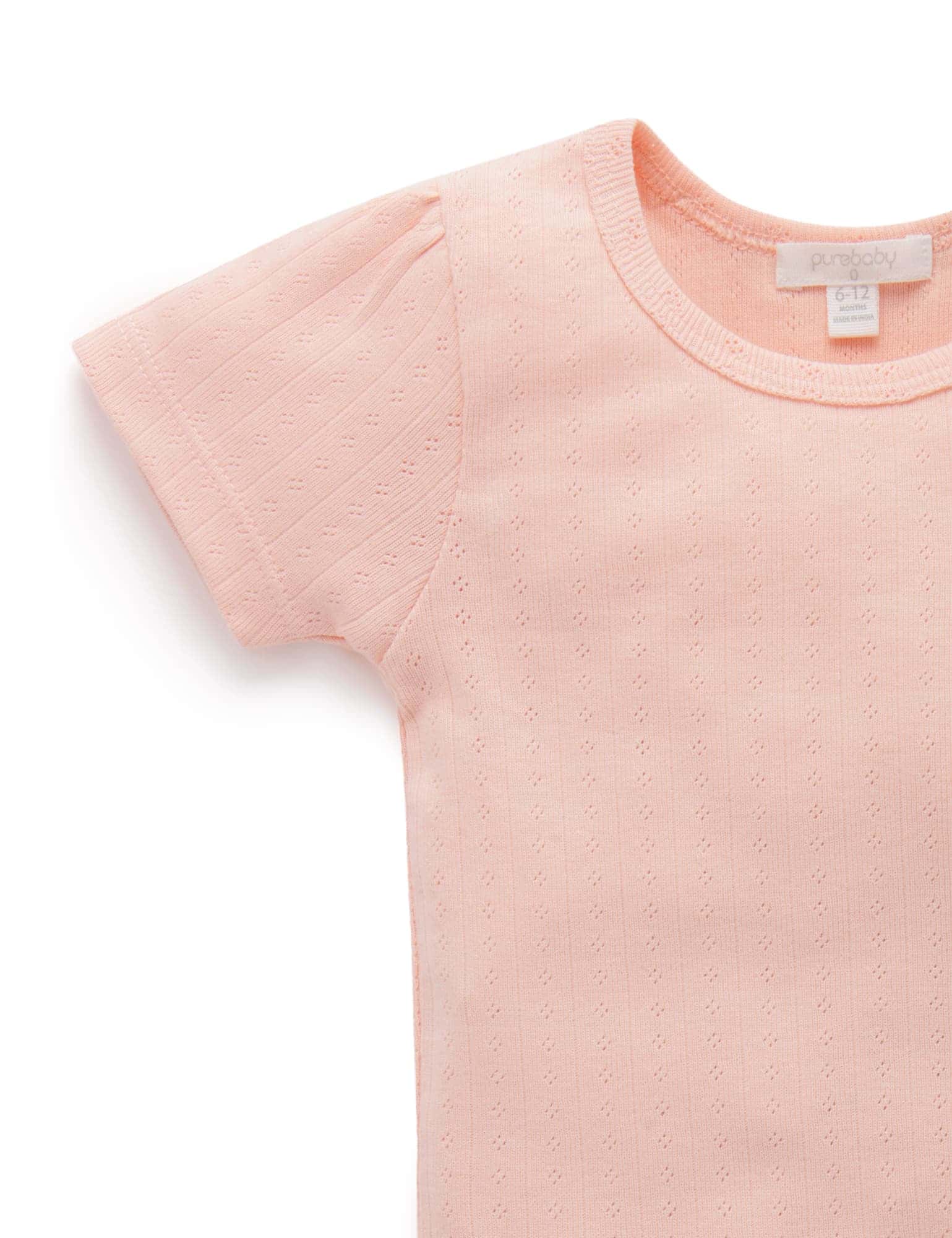 Pointelle S/Sleeve Tee - Peach