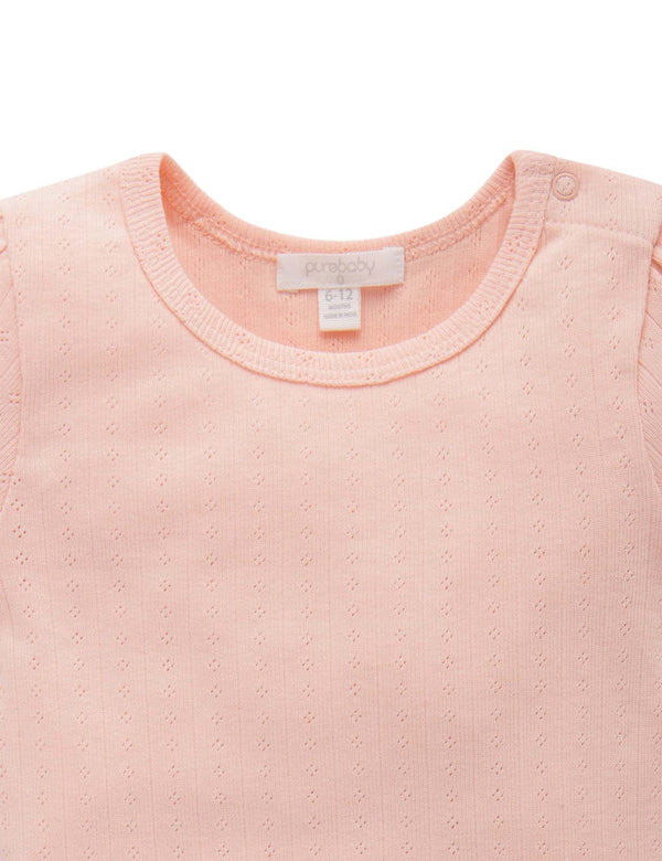 Pointelle S/Sleeve Tee - Peach