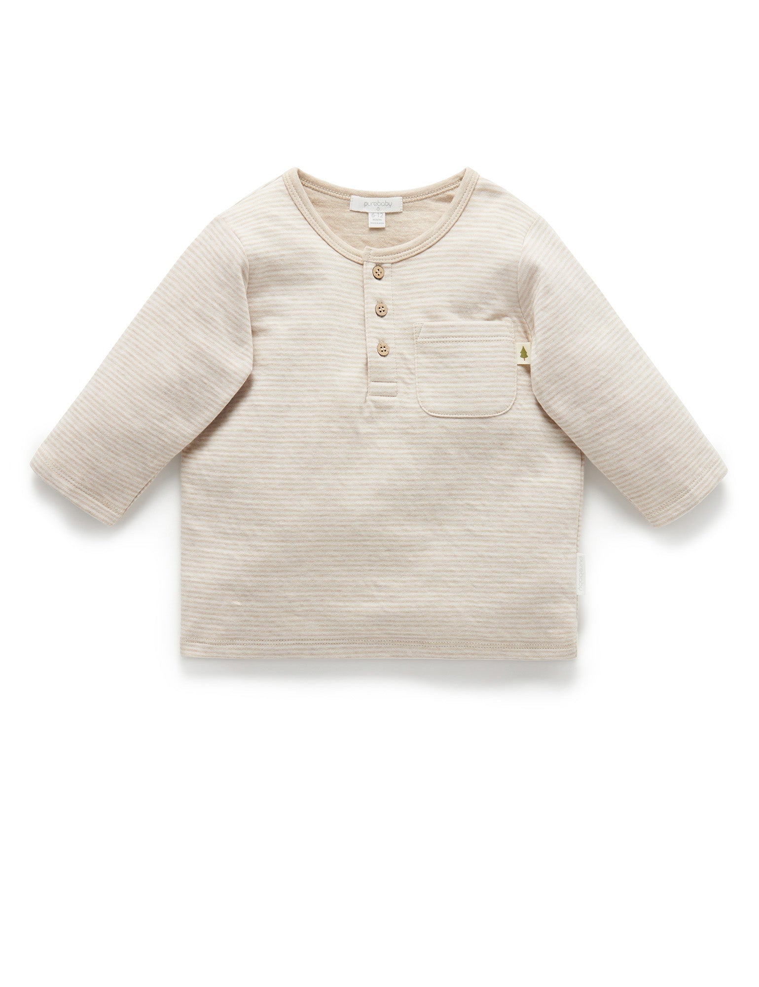 Henley Tee - Biscuit Mini Stripe
