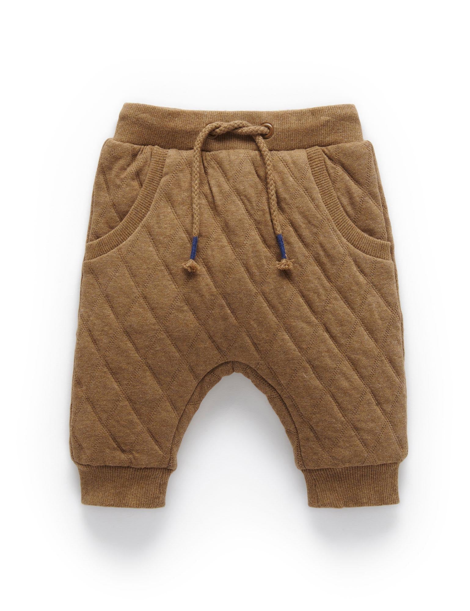 Quilted Track Pant - Acorn/Indigo Melange