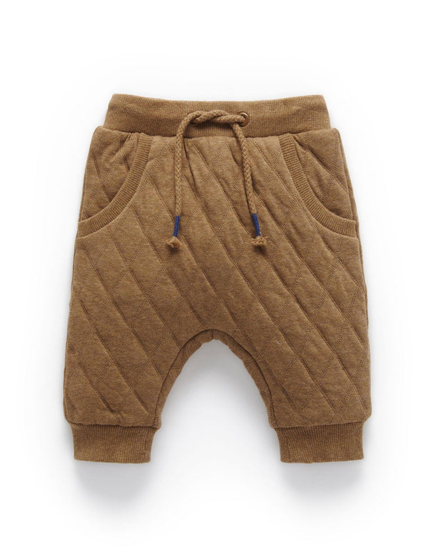 Quilted Track Pant - Acorn/Indigo Melange