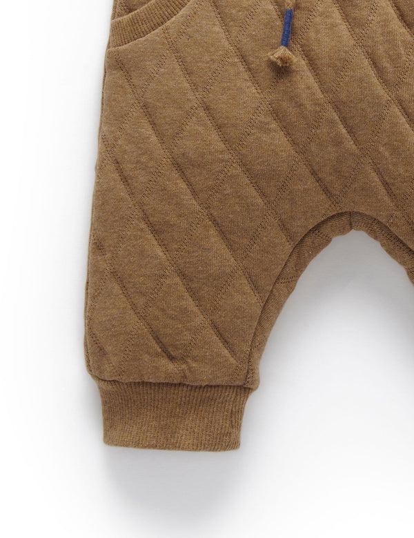 Quilted Track Pant - Acorn/Indigo Melange