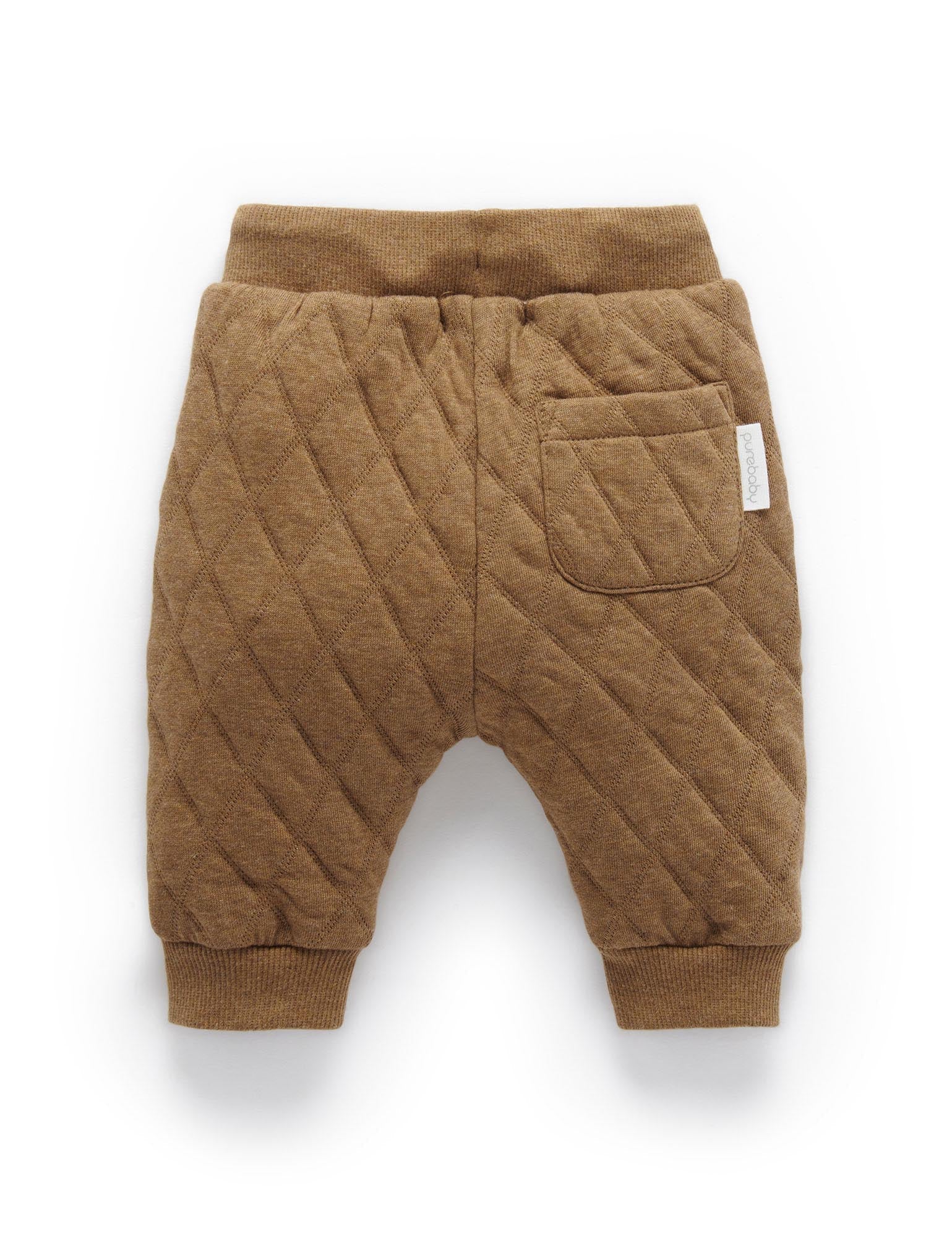 Quilted Track Pant - Acorn/Indigo Melange