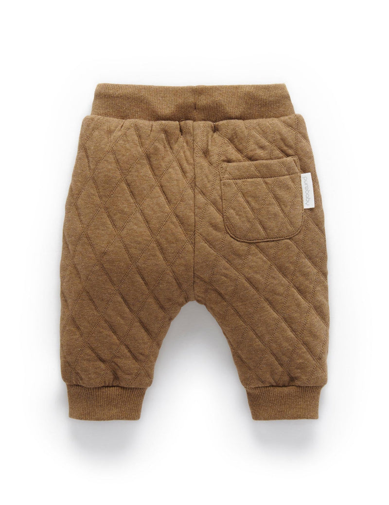 Quilted Track Pant - Acorn/Indigo Melange