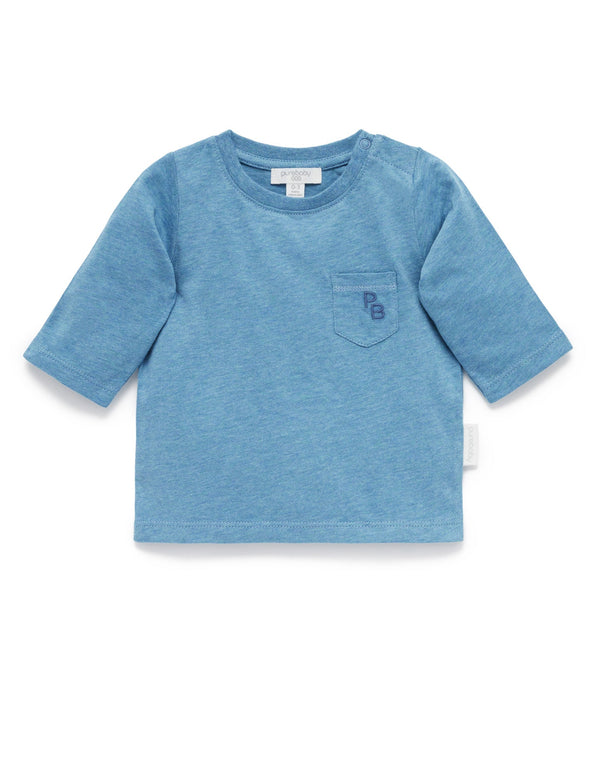 Basic L/slv Tee - Lake Melange