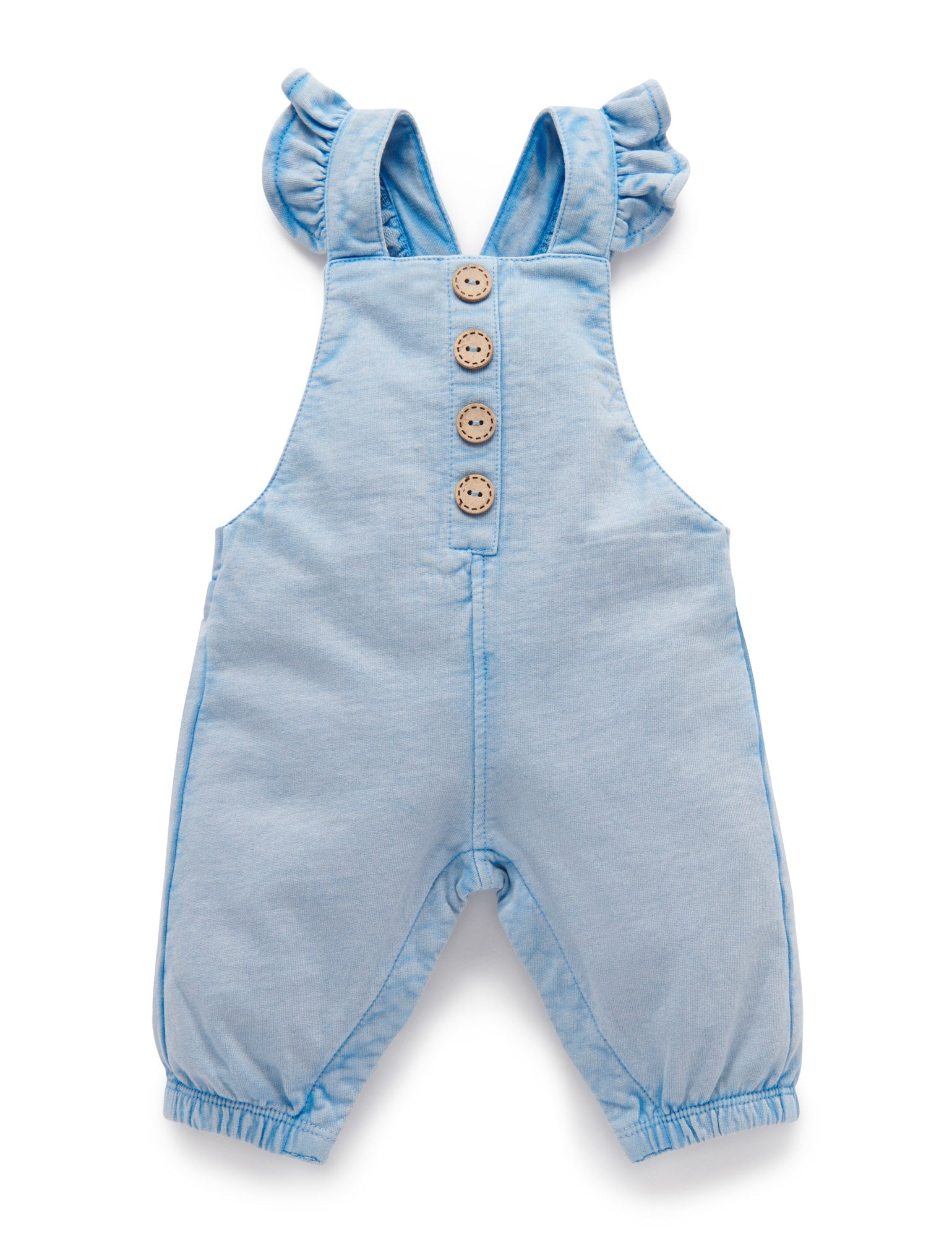 Button Front Overall - Faded Denim
