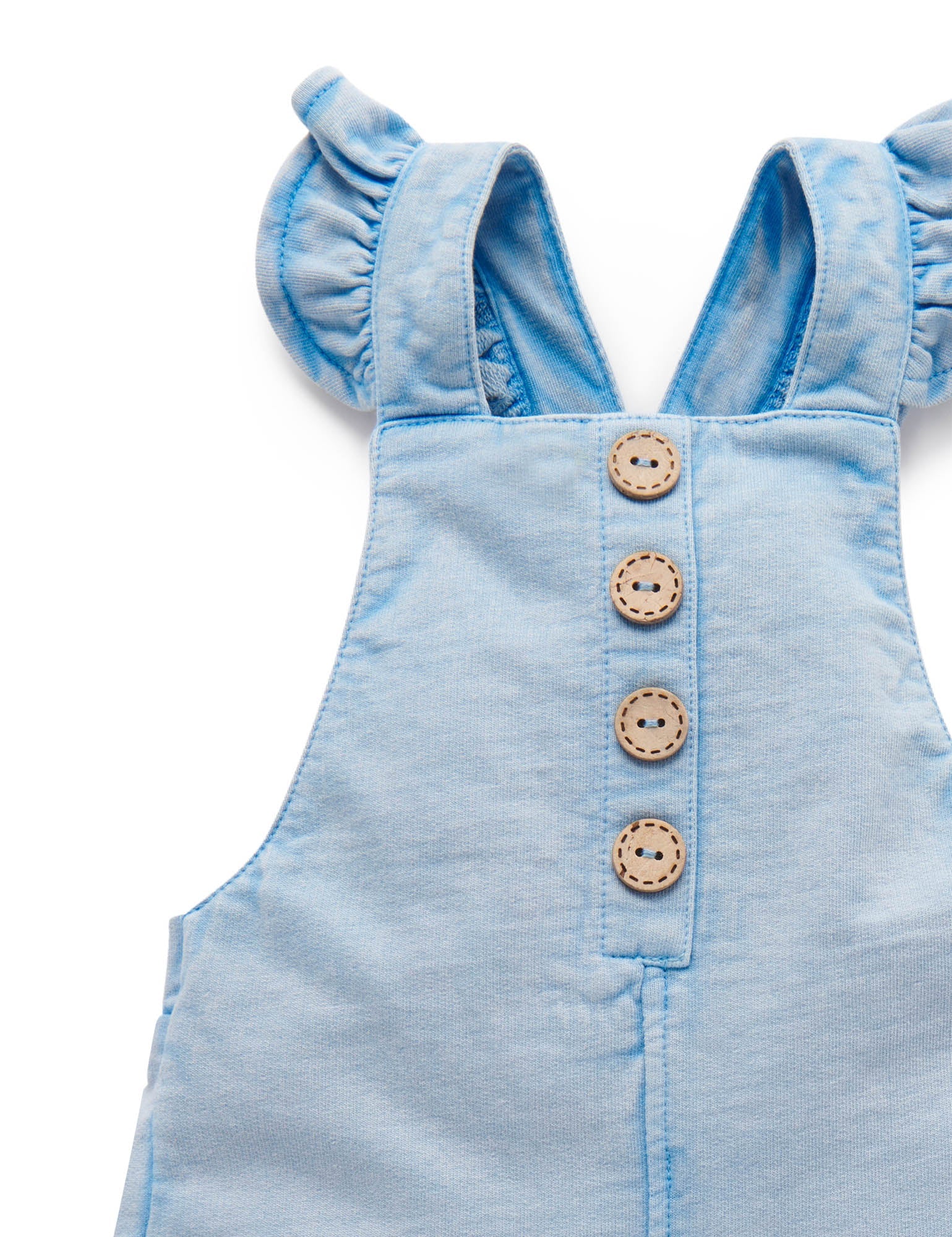Button Front Overall - Faded Denim
