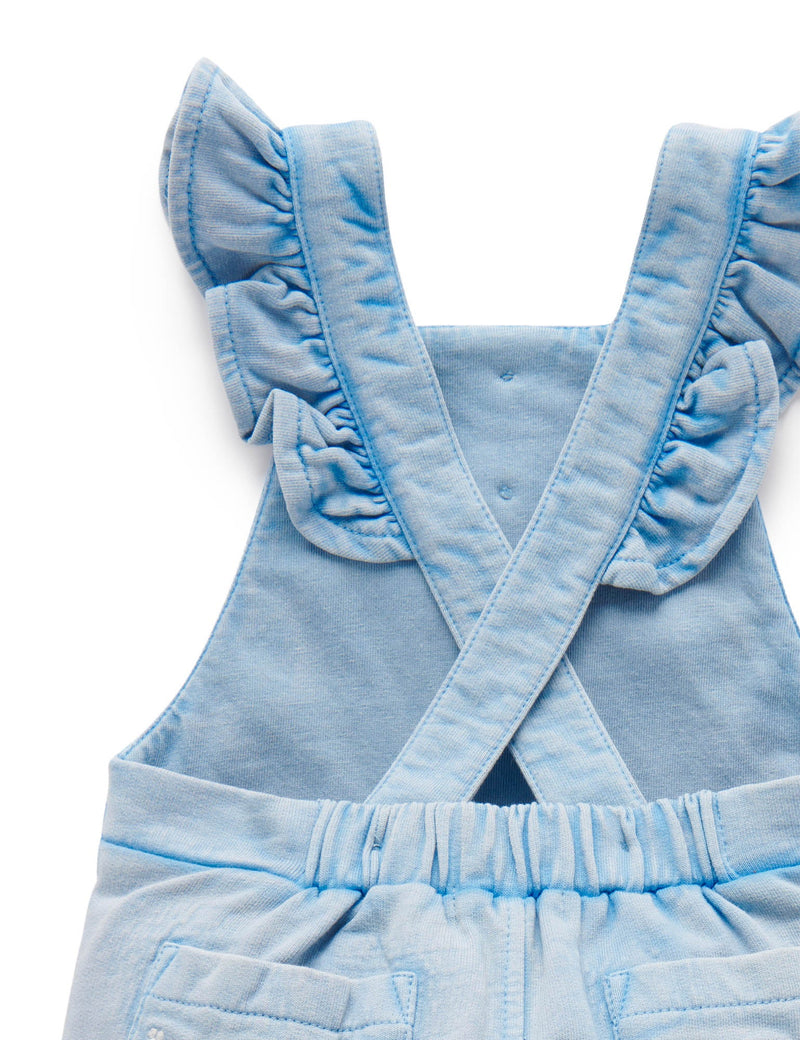 Button Front Overall - Faded Denim