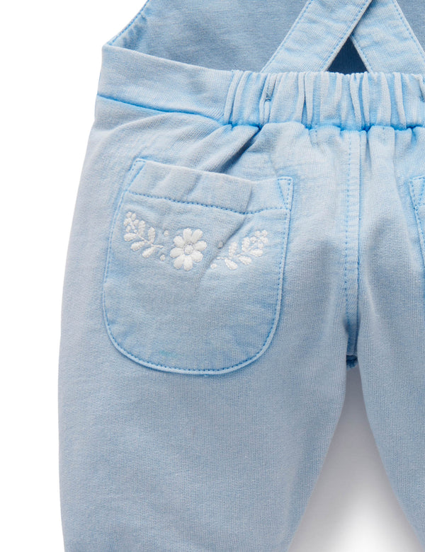 Button Front Overall - Faded Denim